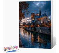 Pintar por Numeros Adultos con Marco Vista, Pintar por Numeros Arquitectura, DIY Manualidades Adultos, Paint by Numbers Kit con Pinceles y Pinturas Acrílicas, Decoracion Habitacion, 60x90cm P-6491