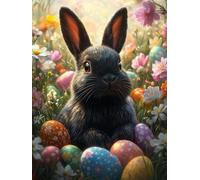 Pintar por Numeros Adultos Conejo Cuadros Para Pintar por Numeros Pascua De ResurreccióN Patrón DIY Kit Manualidades Adultos Pintura al óleo de Lienzo para Decoracion Hogar, 20x30cm (Sin Marco), 1199