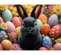 Pintar por Numeros Adultos Conejo Pintar con Numeros Niños, Painting by Numbers Pasqua, DIY Manualidades Adultos, Acuarelas Kit Pintura Acrilica con Lienzo Pinceles, Decoracion Hogar 50x70cm YH2-833
