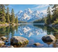 Pintar por Numeros Adultos Cordillera Lago, Kit de Pintura por Numeros para Principiantes, Manualidades Adultos con Pinceles y Pigmentos, Regalo Mujer, Decoracion Hogar 60x80cm(Sin Marco) YT6-961