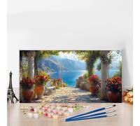 Pintar por Numeros Adultos Costero Kit Manualidades Adultos Cesta De Flores Pintar por Numeros para Principiantes, DIY Cuadros Colorear por Numers Navidad Decoracion Hogar, Regalo Mujer 100x200 G8-314