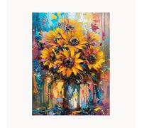 Pintar por Numeros Adultos, Cuadros para Pintar por Numeros Flor, DIY Kit Manualidades Adultos con Pintura Acrilica Pinceles y Lienzo Color Girasol 30 x 40cm, Cuadros Decoracion Salon Modernos FYH1966