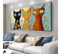 Pintar por Numeros Adultos Dibujos animados Paint by Numbers Adult Gato Cuadros para Pintar por Numeros 30x50cm Lienzos con 3 Pinceles e Pigmento Acrílico, Decoracion Hogar Pared Habitacion, -fu1u