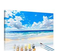 Pintar por Numeros Adultos Dibujos animados Pintar por Numeros Playa con Pinceles, Pigmento Acrílico, Pintura de Dibujo DIY Paint by Numbers Kits con Marco, Decor Manualidades Regalos 100x200cm XY#143