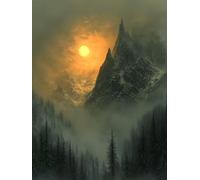 Pintar por Numeros Adultos, Diy Manualidades Adultos, Lienzos para Pintar con Pinceles y Pinturas Acrilicos, Kit Bordado Principiantes, Decoración Del Hogar 30x40cm Sin Marco - Amanecer Montañas U-702