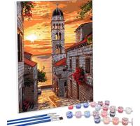 Pintar por Numeros Adultos, DIY Painting by Numbers Kits, Atardecer Arquitectura Cuadros para Pintar por Numeros Pinturas Acrilicos, con Pinceles, Decoración para el Hogar 100 x 135 cm PjY7461 7-J