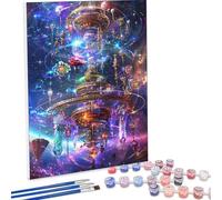 Pintar por Numeros Adultos, DIY Painting by Numbers Kits, Cristal Arquitectura Cuadros para Pintar por Numeros Pinturas Acrilicos, con Pinceles, Decoración para el Hogar Regalo 40x50cm PjY8305 1-O