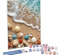 Pintar por Numeros Adultos, DIY Painting by Numbers Kits, OcéAno CaparazóN Cuadros para Pintar por Numeros Pinturas Acrilicos, con Pinceles, Decoración para el Hogar Regalo 30x40CM PjY1325 8-Z