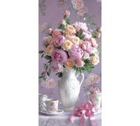 Pintar por Numeros Adultos, DIY Painting by Numbers Kits, Rosas de jarrón Cuadros para Pintar por Numeros Pinturas Acrilicos, con Pinceles, Decoración para el Hogar Regalo 30x60cm sin Marco j-450