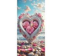 Pintar por Numeros Adultos, DIY Painting by Numbers Kits, Rosas de playa Cuadros para Pintar por Numeros Pinturas Acrilicos, con Pinceles, Decoración para el Hogar Regalo 60x120cm sin Marco j-731