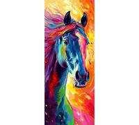 Pintar Por Numeros Adultos, DIY Painting by Numbers Principiantes Kits, Bricolaje Pintura al óLeo Digital de con 3 Pinceles Pigmento AcríLico Pintura Kit, Para Decor Hogar - Graffiti Caballo 40x120cm
