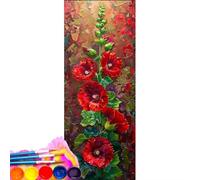 Pintar Por Numeros Adultos,DIY Painting By Numbers Principiantes Kits,Bricolaje Pintura al óLeo Digital de con 3 Pinceles Pigmento AcríLico Kit,Para Decoraciones Hogar Vintage Flor (Sin Marco) 30x60cm
