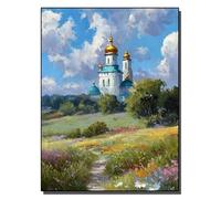 Pintar por Numeros Adultos DIY Pintura al Oleo para Adultos La escena pastoral de la iglesia de la cúpula dorada. Kit de Pintura con Lienzos Pinceles y Acuarelas Manualidades y Decoración Sin marco