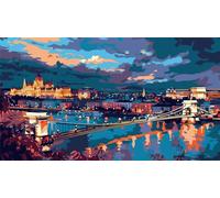 Pintar por Numeros Adultos, DIY Pintura Por Números Budapest Manualidades Adultos, Paisaje Pintura por Números Incluye Pinceles y Pinturas Acrílicas 55 x 30 cm para Cuadros Decoracion Salon Modernos