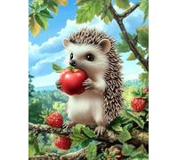 Pintar por Numeros Adultos, DIY Pintura por Numeros Kits con 3 Pinceles y Pigmento Acrílico, erizo fruta Paint by Numbers Adult 50x70cm Sin Marco, Decoración para el Hogar, Regalo Hombre Mujer L0-648