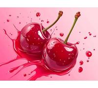 Pintar por Numeros Adultos, DIY Pintura por Numeros Kits con 3 Pinceles y Pigmento Acrílico, fruta cereza Paint by Numbers Adult 30x40cm Sin Marco, Decoración para el Hogar, Regalo Hombre Mujer L0-515