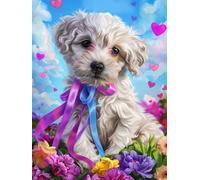 Pintar por Numeros Adultos, DIY Pintura por Numeros Kits con 3 Pinceles y Pigmento Acrílico, perro lindo Paint by Numbers Adult 50x70cm Sin Marco, Decoración para el Hogar, Regalo Hombre Mujer L0-688