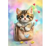 Pintar por Numeros Adultos, DIY Pintura por Números, Paint by Numbers con 3 Pinceles y Pigmento Acrílico, Manualidades Adultos Kit óleo de Lienzo 20x30cm, Decoración para el Hogar lindo gato L0-794