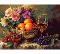 Pintar por Numeros Adultos, DIY Pintura por Números, Paint by Numbers con 3 Pinceles y Pigmento Acrílico, Manualidades Adultos Kit óleo de Lienzo 80x60cm,Decoración para el Hogar fruta espíritu L0-513