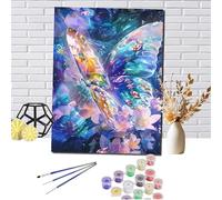 Pintar por Numeros Adultos, DIY Pintura por Números Sueño, Pintura por Números para Adultos, Pintar por Numeros Niños, Kit de Pinturas al óleo DIY Regalo 45x60cm Sin Marco (Mariposa) O-W432