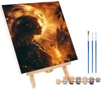 Pintar por Numeros Adultos Egipto, Cuadros para Pintar por Numeros Paisaje, DIY manualidades adultos Kit con 3 Pinceles y Pigmento Acrílico, Paint by Numbers Adult para Decoración Hogar 20x30cm 4-1330