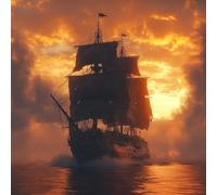 Pintar por Numeros Adultos, El Atardecer Del Barco De Guerra, DIY Painting by Numbers Principiantes Kits, Cuadros para Pintar por Numeros Pinturas Acrilicos con Pinceles, 25x25cm Sin Marco WJY7-966