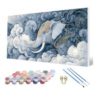 Pintar por Numeros Adultos, Elefante Pintar por Numeros Animal Paint by Numbers Adult Principiante kit con 3 Pinceles y Pigmento Acrílico para Decoracion Habitacion, Regalo Mujer 100x200cm -hcw2507A2
