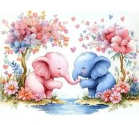 Pintar por Numeros Adultos Elefante Pintar por Numeros Niños 6 Años, DIY Manualidades Paint by Numbers Flores, Kit de Pintura con Pinceles y Pigmento Acrílico, Decor del Hogar Regalo 20x30cm Y2-976