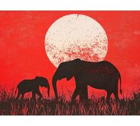 Pintar por Numeros Adultos elefante Retro, DIY Painting by Numbers Kits, Pintura por Números Cuadros DIY, con Pinceles, Pinturas Acrílicas, Kit Completo para Painting, Decoración 50 x 60 cm 0F-103