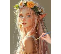 Pintar por Numeros Adultos Elfos, Manualidades Adultos Anime Paint by Numbers Kits, Cuadros para Pintar por Numeros Kit con Pinceles y Pinturas Acrilicos, Decoración Hogar, 40x50cm, (Sin Marco), -7110