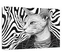 Pintar por Numeros Adultos En blanco y negro Cuadros para Pintar por Numeros Gato, DIY Manualidades Adultos Kit Pintura con 3 Pinceles y Pigmento Acrílico para Decoración Home Room, 45x60cm, Model913