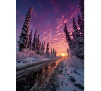 Pintar por Numeros Adultos Escena De Nieve, Pintar por Numeros Niños Sunset, DIY Cuadros Manualidades Adultos Kits, Paint by Numbers con Pinceles y Pinturas Acrílicas, Home Decoration, 90x110cm 6-1177