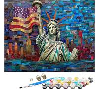 Pintar por Numeros Adultos Estatua De La Libertad Pintar por Numeros Abstracto, DIY Manualidades Adultos, Paint by Numbers Adult Kit con Pinceles y Pigmento Acrílico, Decoración Hogar 90x120cm S-8017