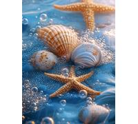 Pintar por Numeros Adultos Estrella De Mar Cuadros Para Pintar por Numeros CaparazóN Patrón DIY Kit Manualidades Adultos Pintura al óleo de Lienzo para Decoracion Hogar, 50x70cm (Sin Marco), Model1059