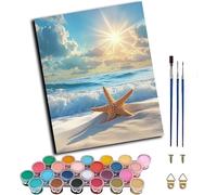 Pintar por Numeros Adultos Estrella De Mar, Pintar por Numeros con Marco Paisaje, DIY Paint by Numbers Adult Kit con Pinceles, Paint by Numbers Para Cuadros Decoracion Salon Modernos 20x30cm U-2226
