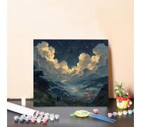 Pintar por Numeros Adultos Estrella Pintar por Numeros MontañA Paint by Numbers, Easy DIY Manualidades Adulto, Kit de Peinture sur Toile con Accesorios, Decoración Del Hogar 60x60cm Sin Marco M-878O