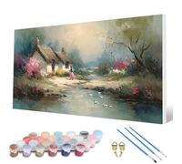 Pintar por Numeros Adultos, FantasíA Pintar por Numeros Paisaje Paint by Numbers Adult Principiante kit con 3 Pinceles y Pigmento Acrílico para Decoracion Habitacion, Regalo Mujer 40X80 CM -hcw2507N1