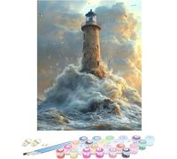 Pintar por Numeros Adultos Faro Cuadros para Pintar por Numeros Sea Kit Manualidades Adultos Paint by Numbers Adult Retro DIY Lienzos Pintura Kit Para Decoración Del Hogar Sin Marco 80x120cm A-P2479