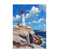 Pintar por Numeros Adultos Faro Kit Manualidades Adultos con Colorido Lienzos para Pintar Vista al mar 135 x 100CM 36 Colores Pintura Acrilica y Pinceles, Cuadros por Numeros, Regalo Mujer 2YH-10612