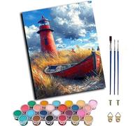Pintar por Numeros Adultos Faro, Pintar por Numeros con Marco Nube, DIY Paint by Numbers Adult Kit con Pinceles y Pigmento, Paint by Numbers Para Cuadros Decoracion Salon Modernos 90x120cm 3-2000