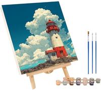 Pintar por Numeros Adultos Faro Pintar por Numeros Nube, DIY Kit Manualidades Adultos con 3 Pinceles y Pigmento Acrílico, Paint by Numbers Adult para Decoracion Hogar, Regalo Mujer 100x130cm 2-1721