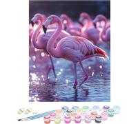 Pintar por Numeros Adultos Flamingos Cuadros para Pintar por Numeros Lago Kit Manualidades Adultos Paint by Numbers Adult DIY Lienzos Pintura Kit Para Decoración Del Hogar Sin Marco 80x120cm 0-H3774