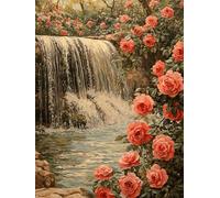 Pintar por Numeros Adultos Flor Cascada, Kit de Pintura por Numeros Principiantes, DIY Paint by Numbers, Manualidades Adultos con Pinceles y Pigmentos, Regalo Mujer, Decoracion Hogar 30x40cm YT6-491