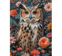 Pintar por Numeros Adultos Flor, Cuadros para Pintar por Numeros Búho DIY Pintura por Numeros Kit Manualidades, con Pinceles y Pinturas Acrilicos para Decor Hogar Pared regalo 30x40cm (Sin Marco)