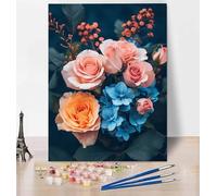 Pintar por Numeros Adultos Flor, Cuadros Para Pintar por Numeros Rosa Paint by Numbers con Pinceles y Pintura Acrilica Manualidades Adultos para Decoracion Habitacion Regalos para Mujer 40 x 50 cm G-1