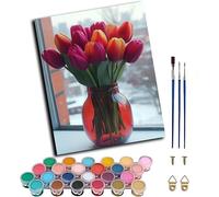 Pintar por Numeros Adultos Flor, Pintar por Numeros con Marco Planta, DIY Paint by Numbers Adult Kit con Pinceles y Pigmento, Paint by Numbers Para Cuadros Decoracion Salon Modernos 20x30cm 0-9904