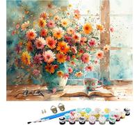 Pintar por Numeros Adultos Flor Pintar por Numeros Libro, DIY Manualidades Adultos, Paint by Numbers Adult Kit con Pinceles y Pigmento Acrílico, Decoración Hogar, Regalo Mujer 80x110cm 1-9298