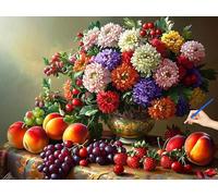 Pintar por Numeros Adultos Flores Cuadros para Pintar por Numeros Fruta Manualidades Adultos, DIY Paint by Numbers Adult con Pinceles Pigmento Acrílico Regalo Mujer Decoracion Navidad 110x80cm Y-88