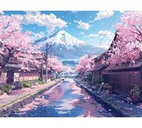 Pintar por Numeros Adultos, flores de cerezo Kit de Pintar por Números para Principiante al óleo de Lienzo, Pintura Acrilica Manualidades Adultos, Villa Paint by Number Kits, Regalos 60x80cm O-1096