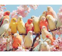 Pintar por Numeros Adultos, flores de cerezo Kit de Pintar por Números para Principiante al óleo de Lienzo DIY, Pintura Acrilica Manualidades Adultos, Pájaro Paint by Number Kits 30x40 cm O-1153